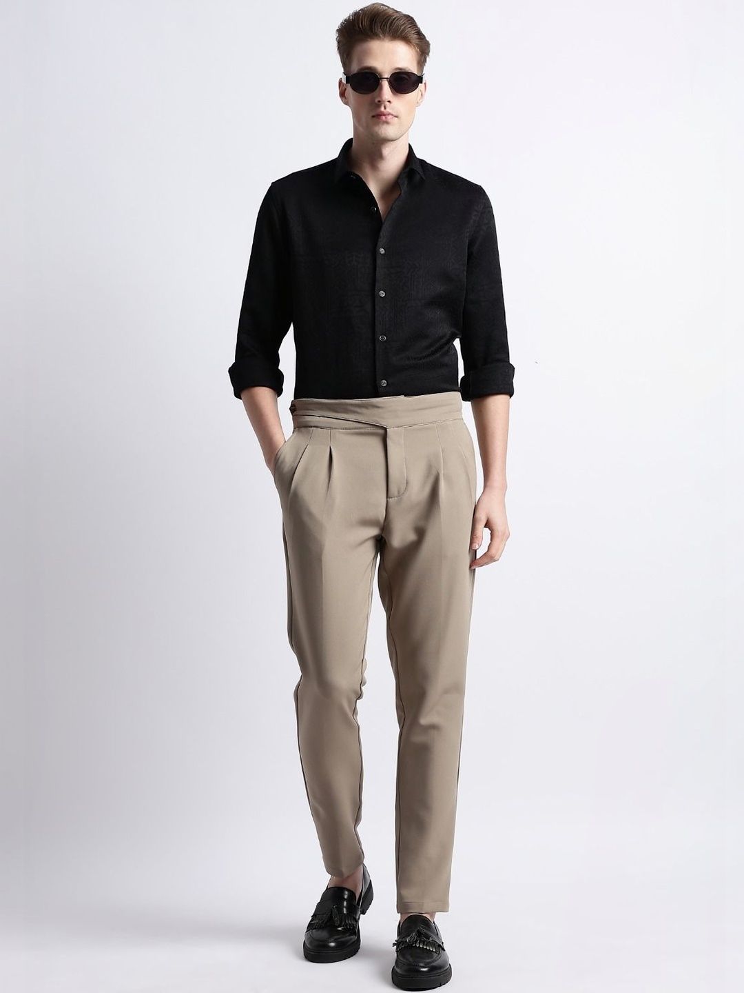Blu MNKY Men Classic Pleated Trousers