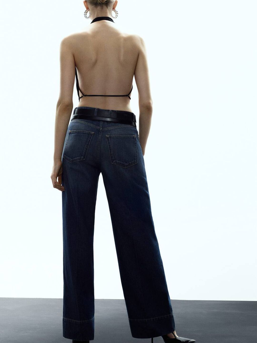 Embellished Halter Neck Styled Back Crop Top
