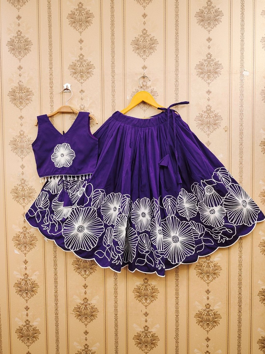 Sangria Embroidered V-Neck Flared Lehenga Choli