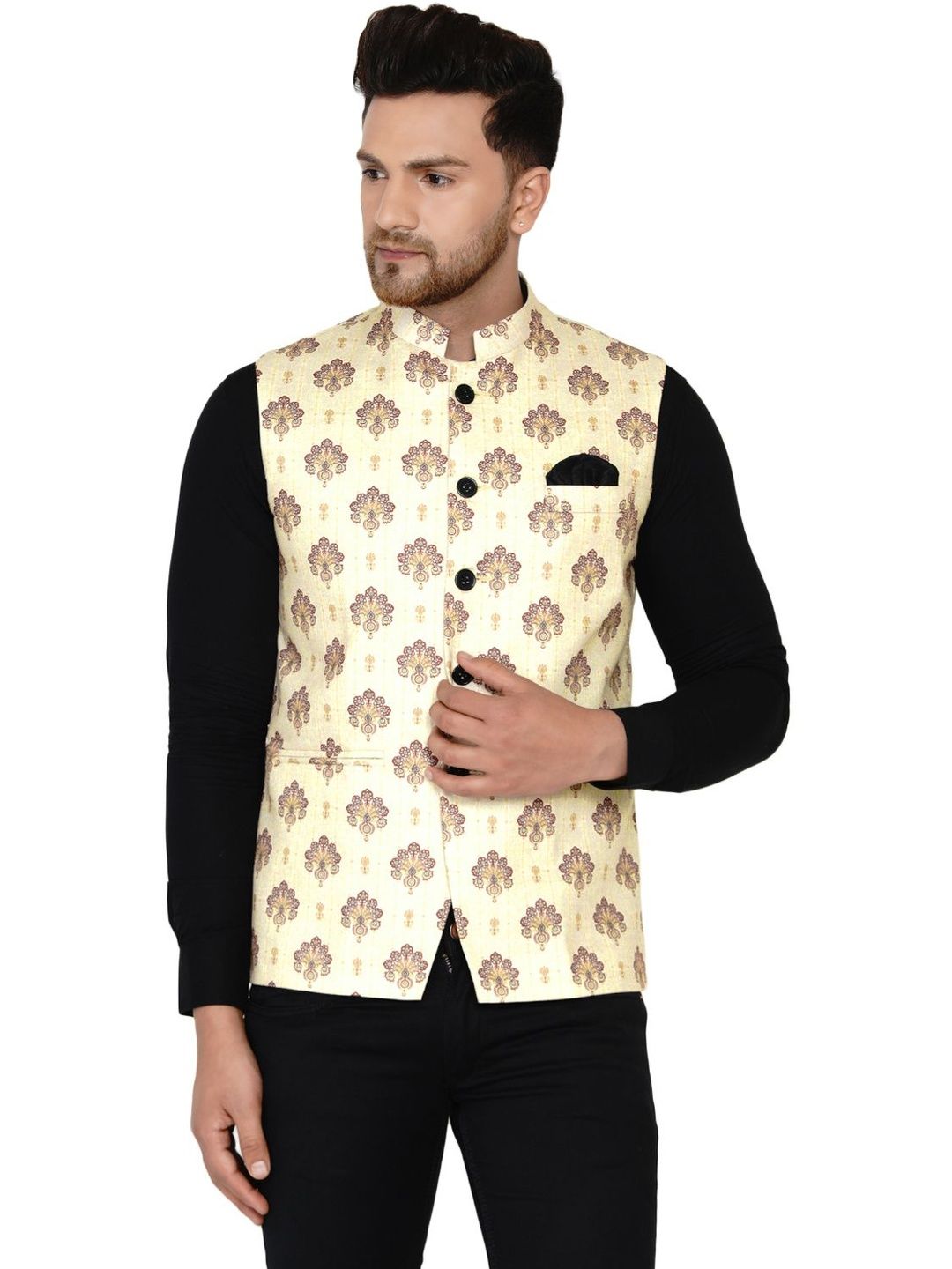 VEERA PARIDHAAN Printed Cotton Nehru Jacket