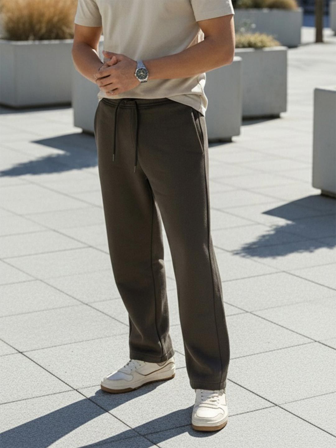 Buy XYXX Men Solid Brown IntelliSmooth Pulse Relaxed Sweatpants