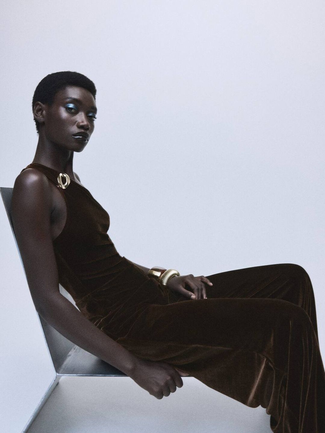 MANGO Velvet Finish Jumpsuit with Embellished Detail