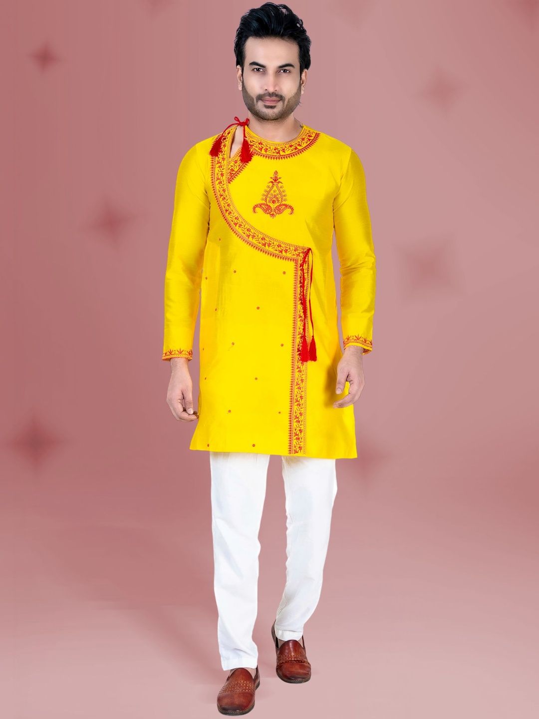 FRANSCART Men Embroidered Thread Work Kurta