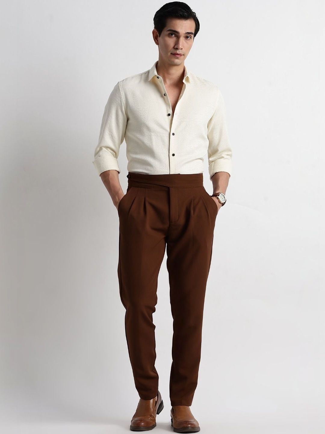 Blu MNKY Men Classic Pleated Trousers