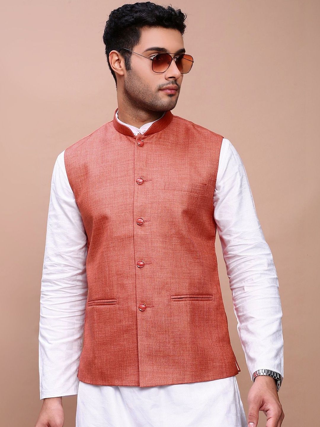 SHOWOFFFF Slim Fit Mandarin Collar Nehru Jacket