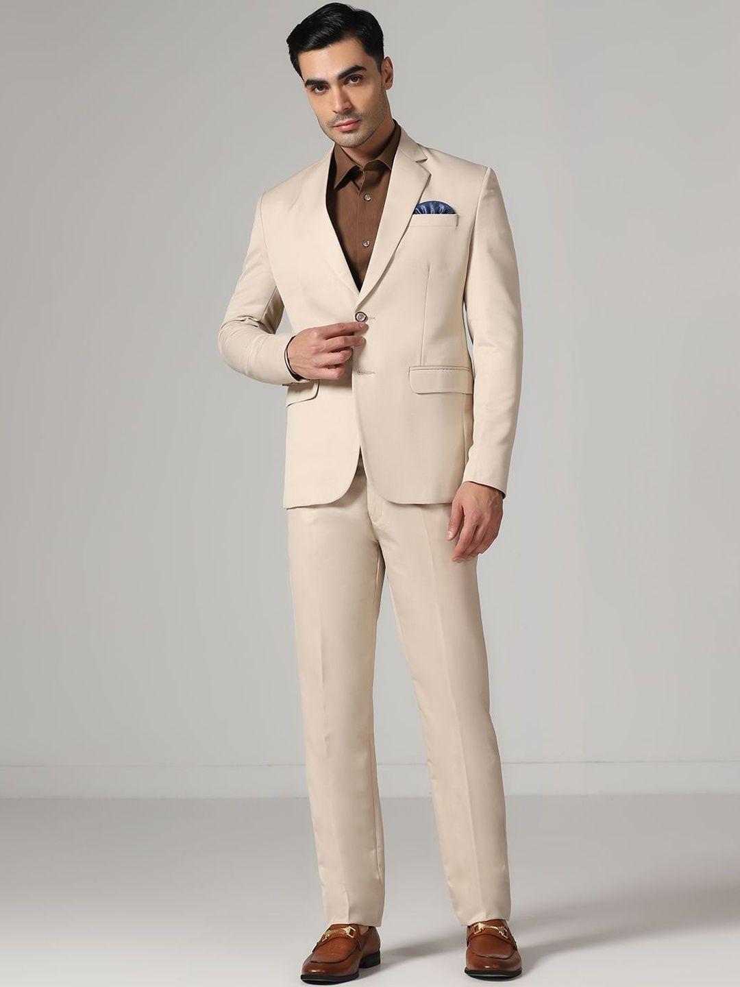 TAHVO Men Notched Lapel Single-Breasted Two-Pieces Suit