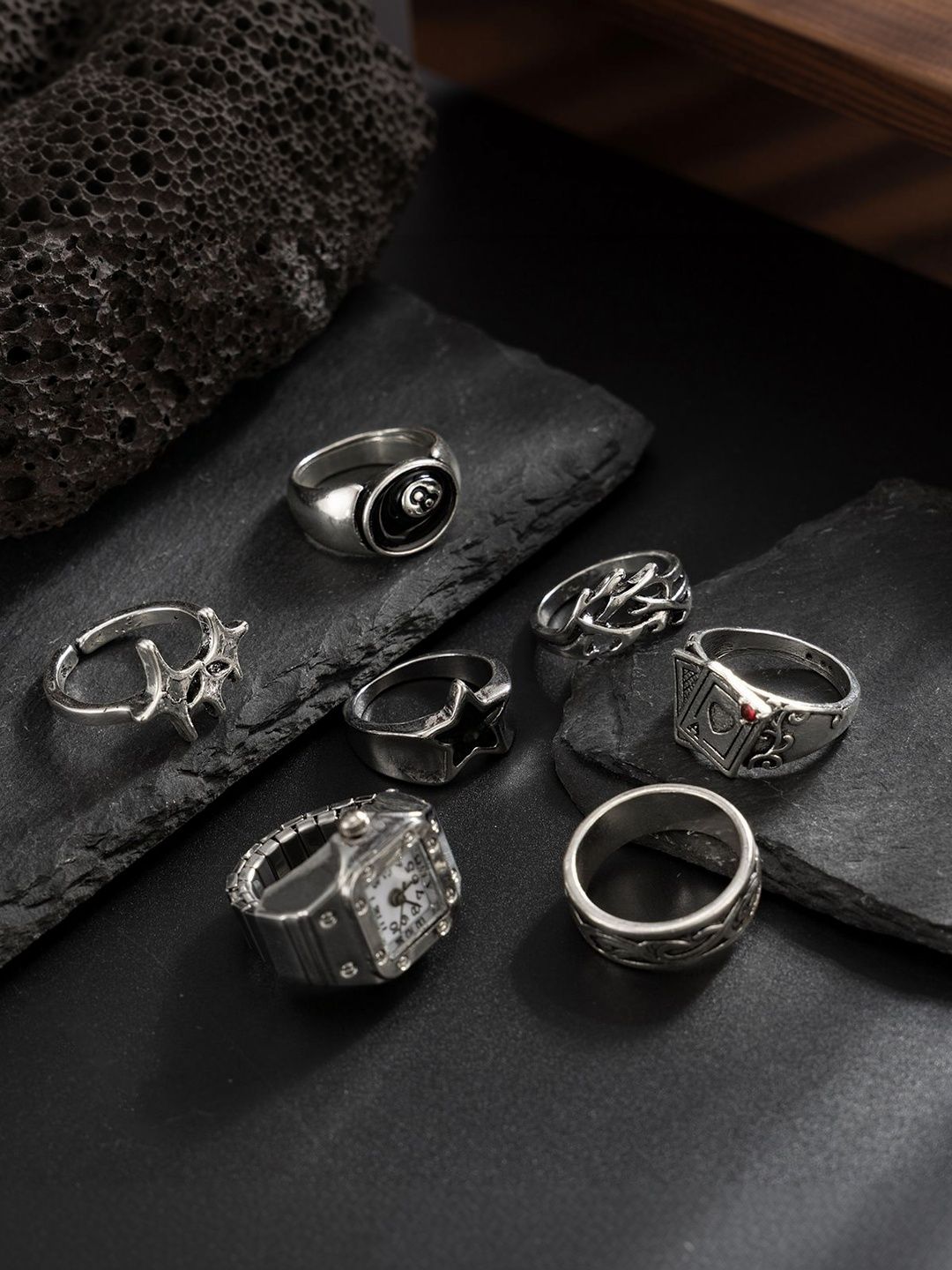 Buy StyleCast x Revolte Set of 7 Silver-Plated Finger Ring - Ring