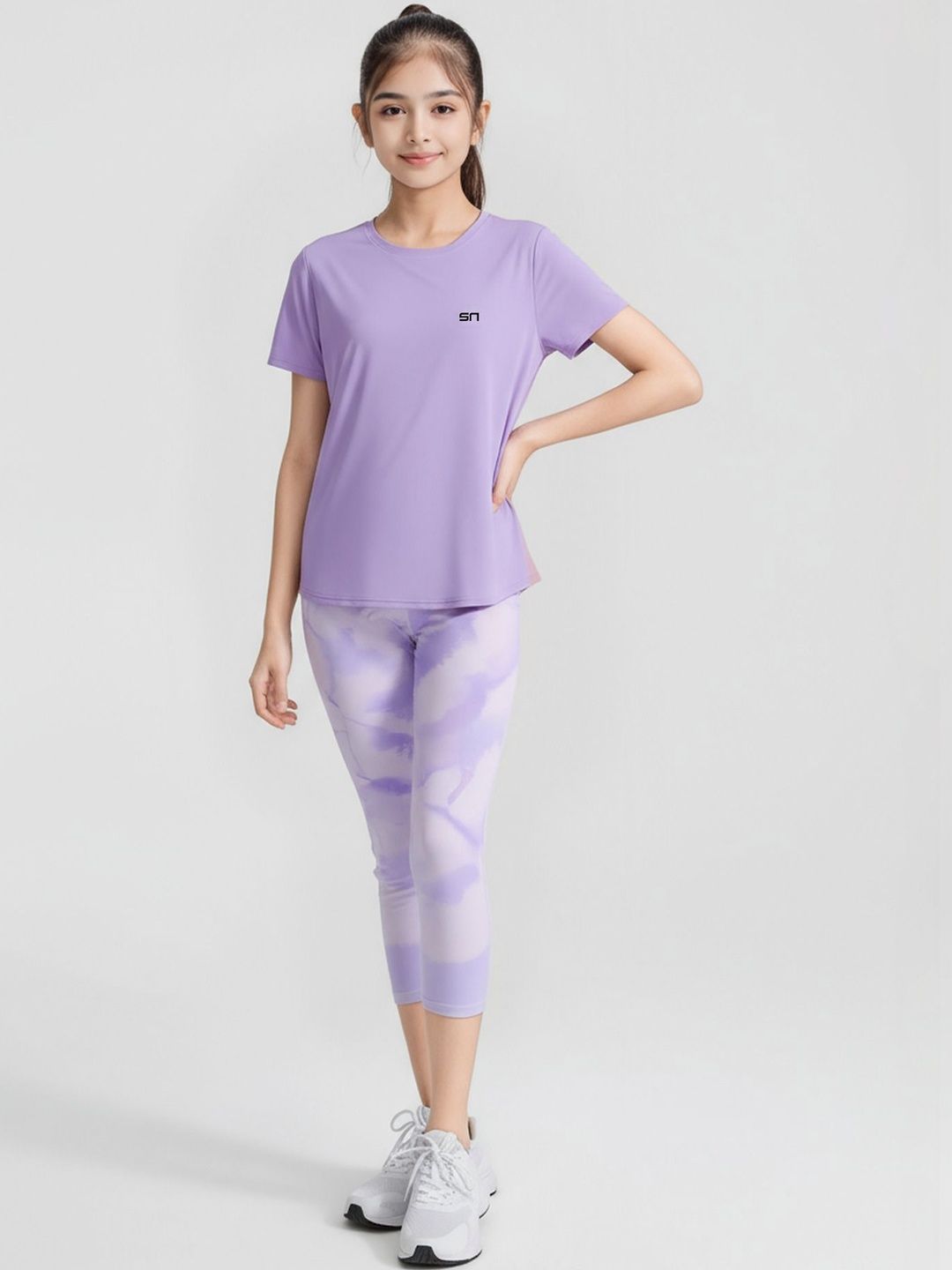 SPORTING NATION SPORTING NATION Girls Lavender Polyester Tshirts