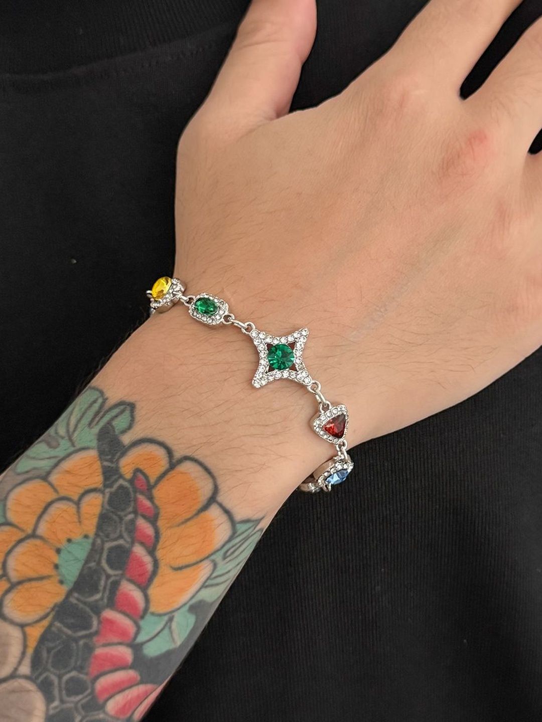 StyleCast x Revolte Men Handcrafted Silver-Plated Multistrand Bracelet
