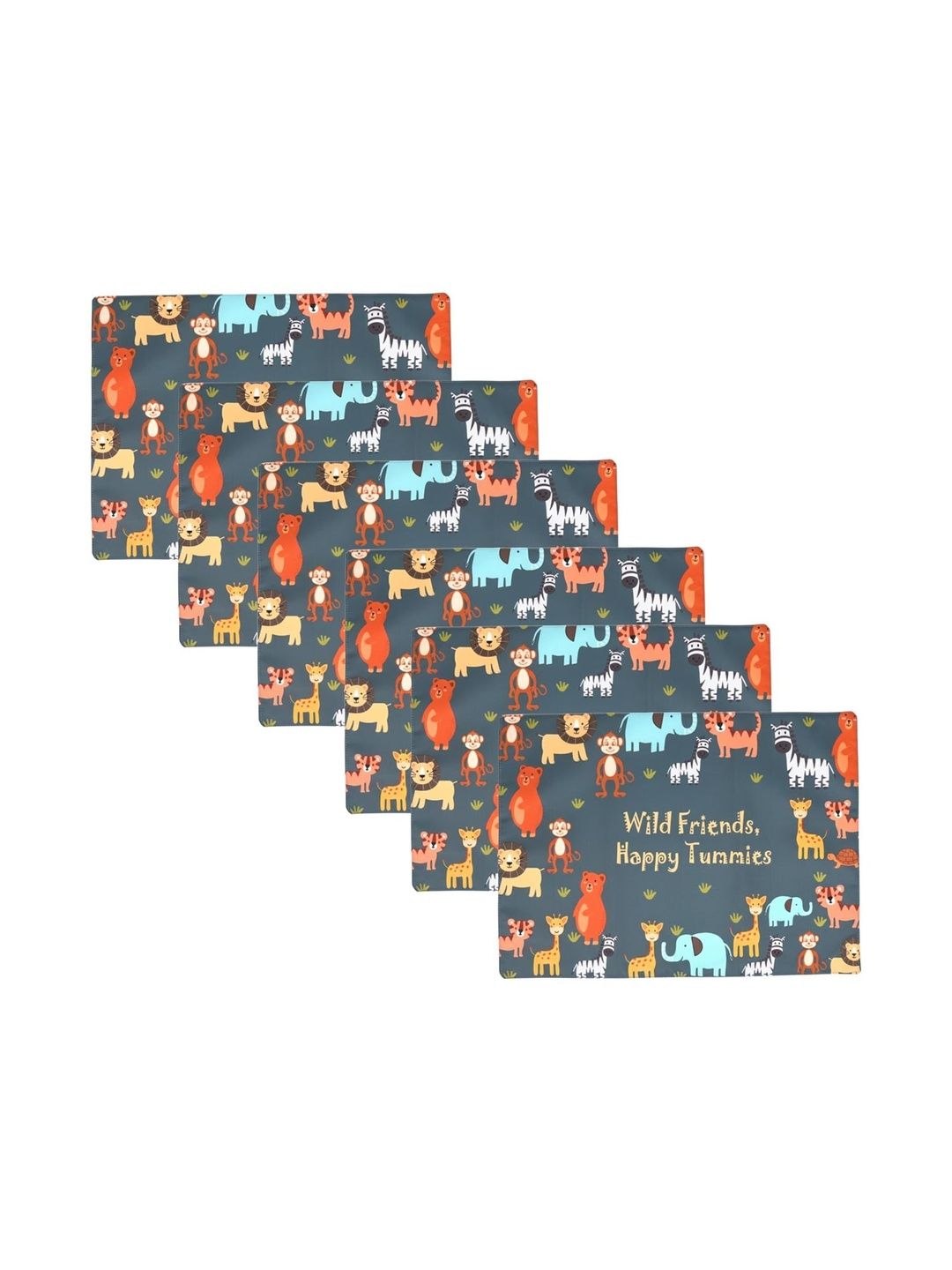 PRAKARTIK 6Pcs Green & Red Digital Printed Table Placemats