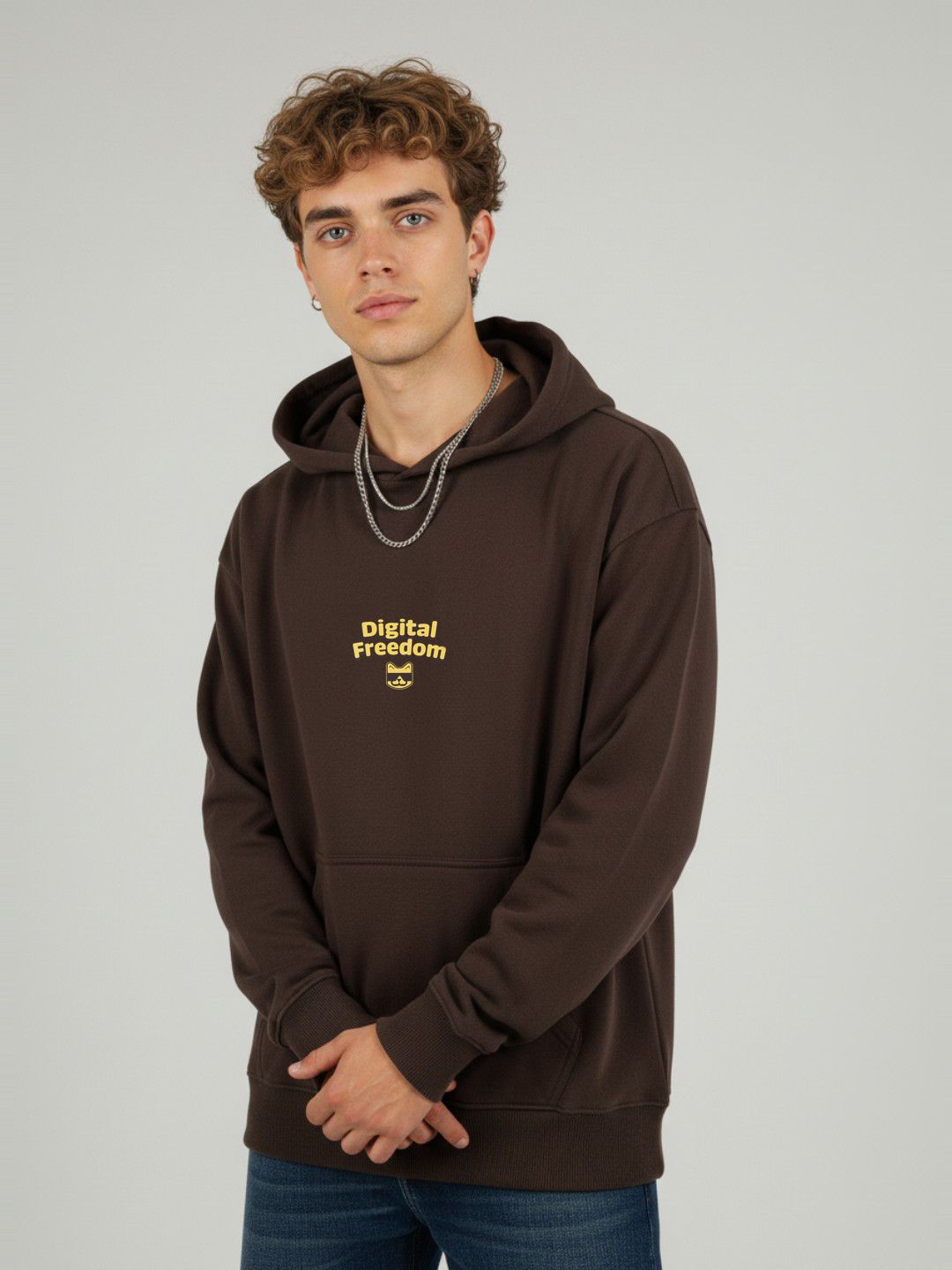 glitchez Graphic Printed Hooded Sweatshirt