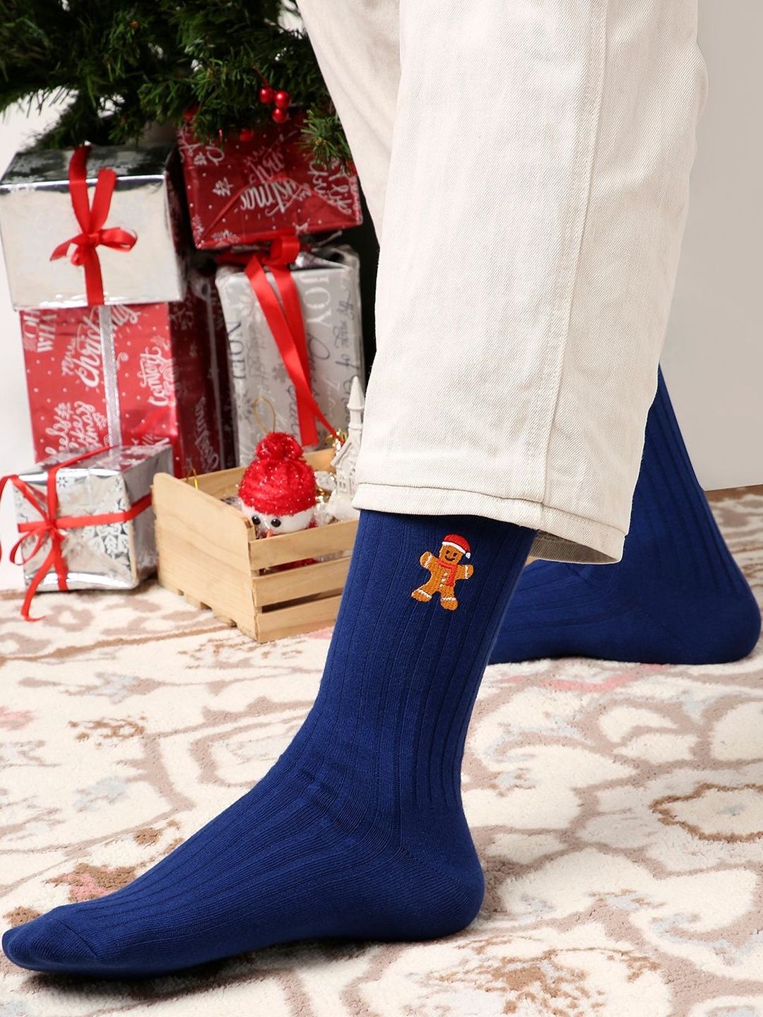 Mint & Oak Men Pack Of 3 Patterned Calf-Length Socks