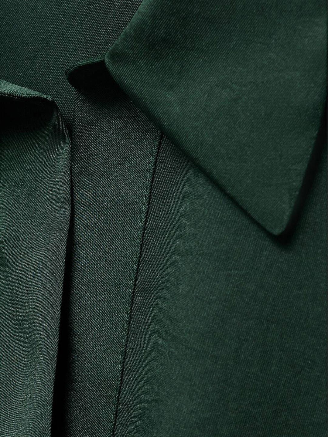 Satin Finish Spread Collar Wrap Detail Casual Shirt
