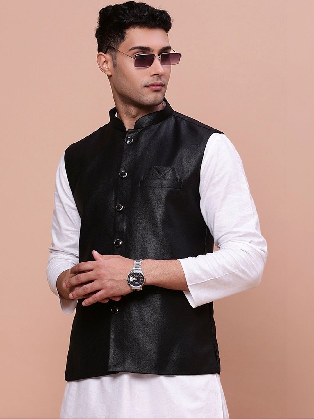 SHOWOFFFF Slim Fit Mandarin Collar Nehru Jacket