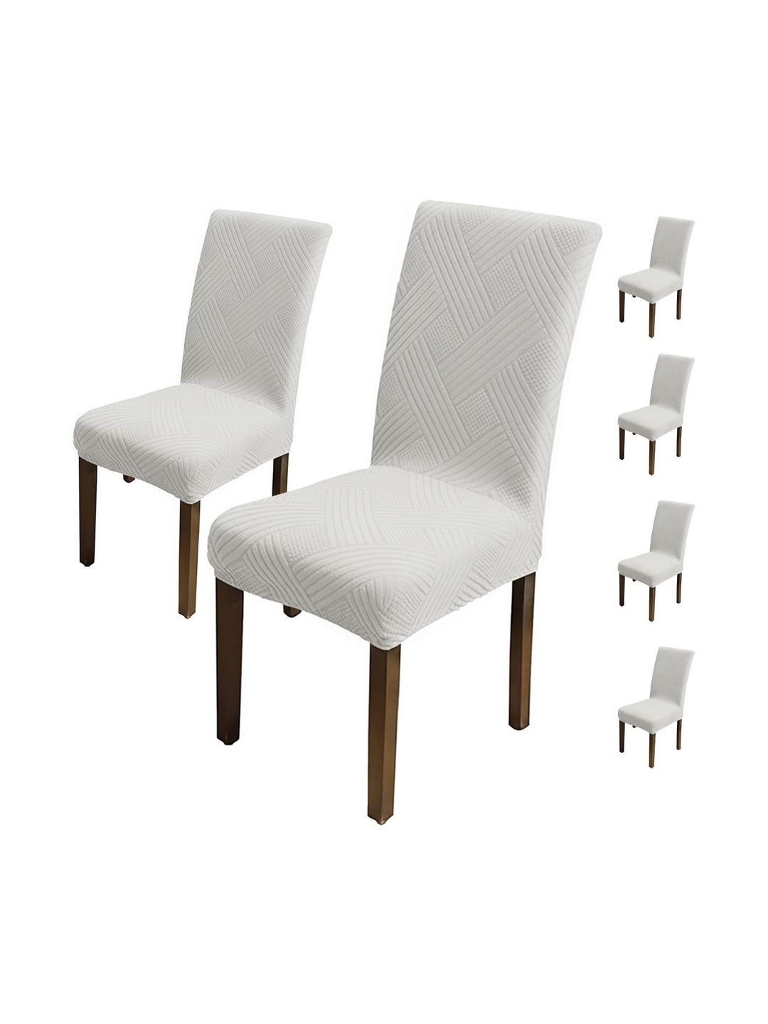 HOUSE OF QUIRK 6-Pcs Grey Self Design 220 GSM Chair Covers