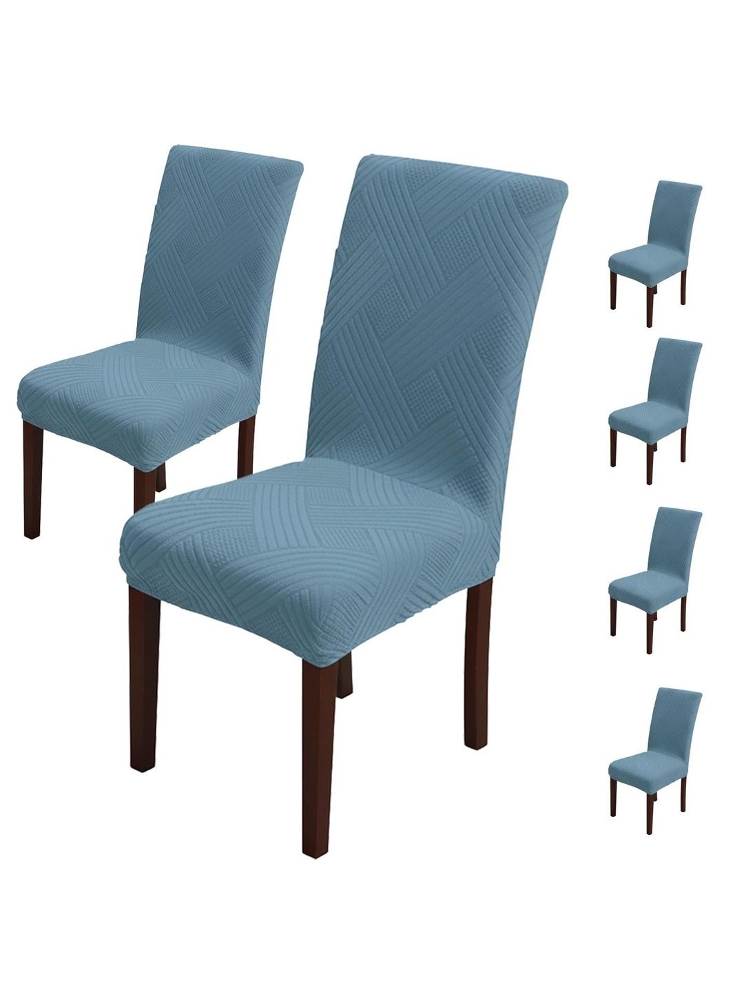 HOUSE OF QUIRK 6 Pcs Blue Universal Fit Chair Covers