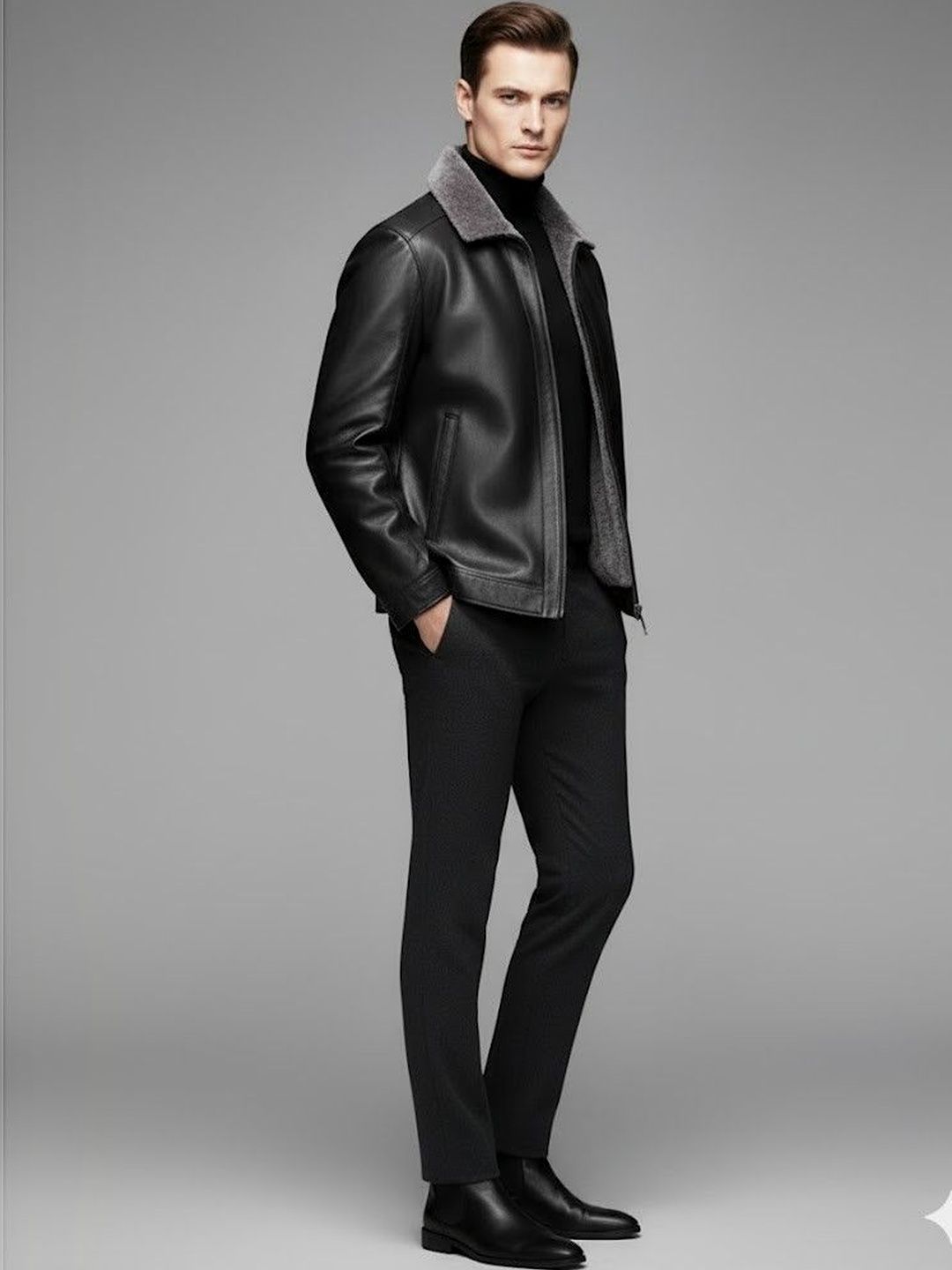 HERE&NOW Men Leather Jacket