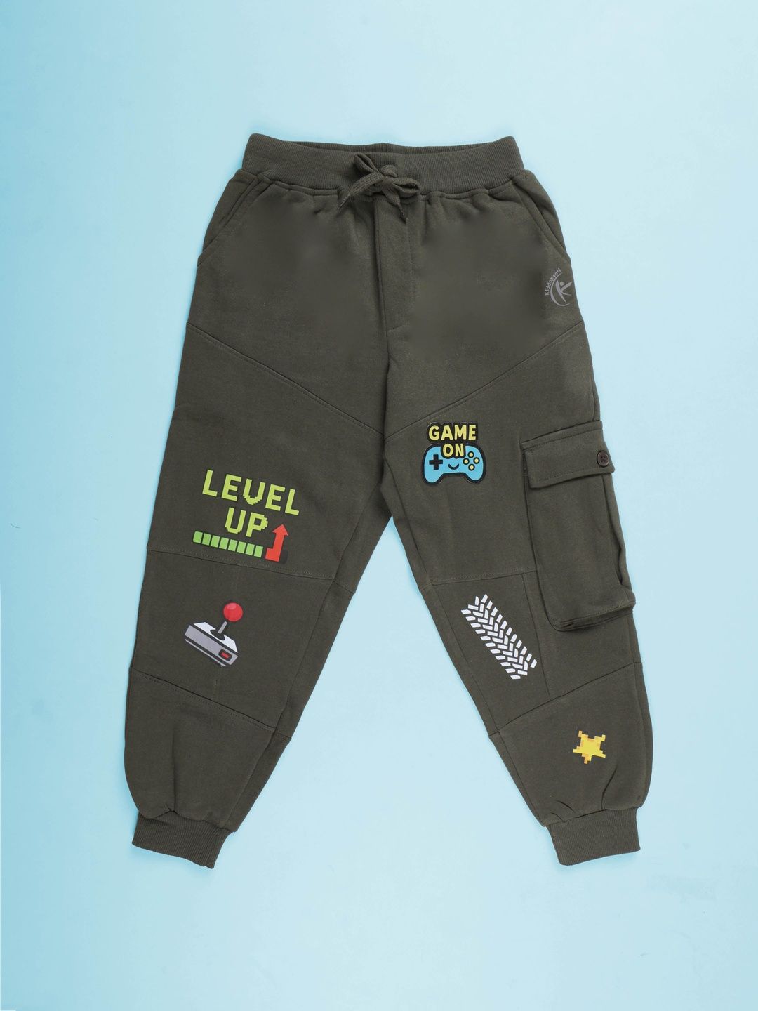 KiddoPanti Boys Game Printed Cargo Joggers
