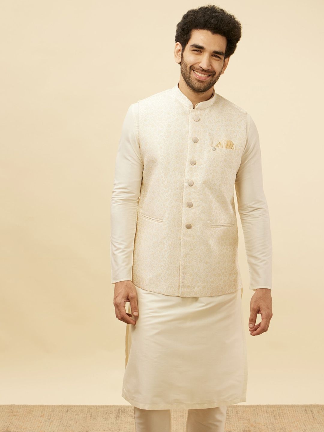 Manyavar Self Design Jacquard Nehru Jackets