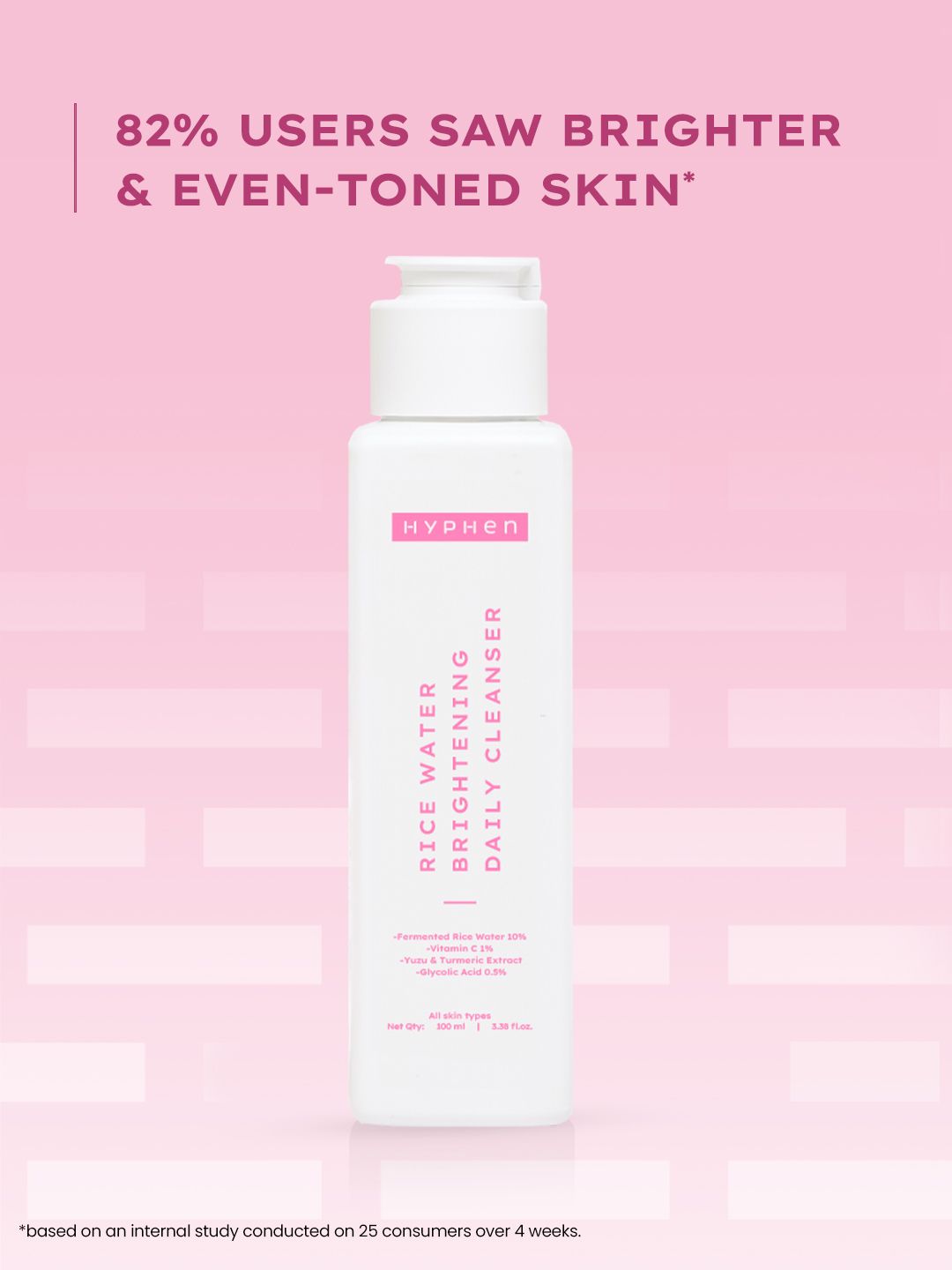 Hyphen Rice Water Brightening Daily Cleanser To Brighten Skin & Reduces Dark Spots - 100ml
