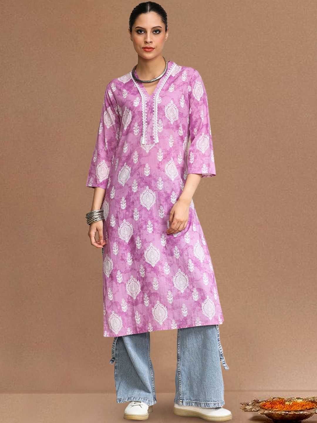 KALINI KALINI Women Floral Printed Pastels Kurta