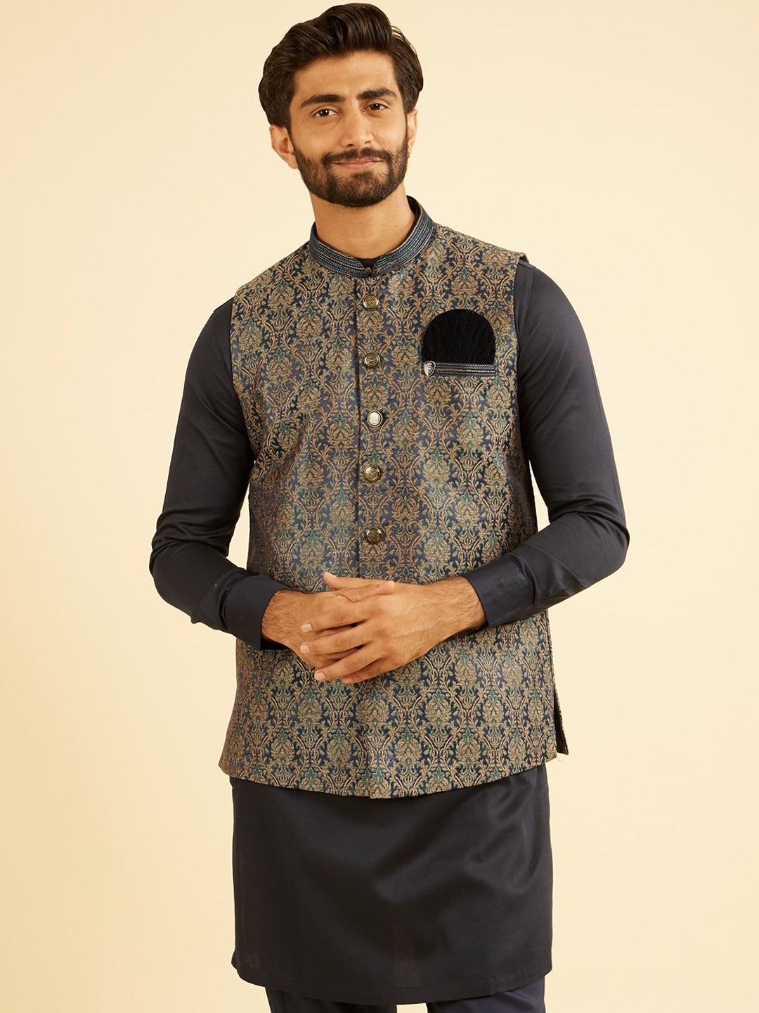 Manyavar Men Embroidered Nehru Jacket