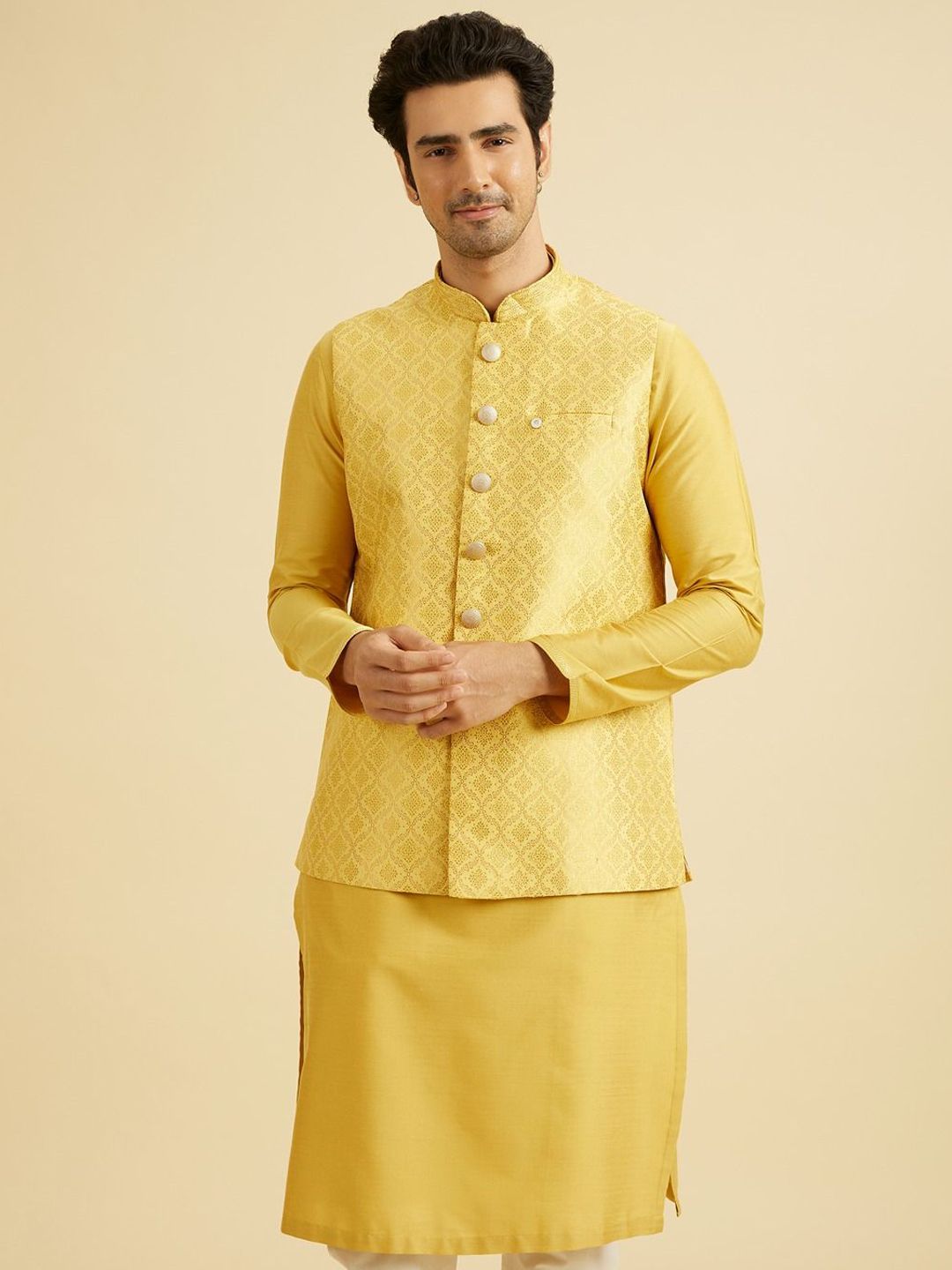 Manyavar Men Embroidered Woven Design Nehru Jacket