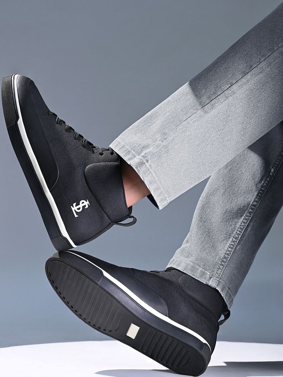 LOUIS STITCH Men Midnight Black Casual Lightweight Comfortable Lace-Up Sneaker