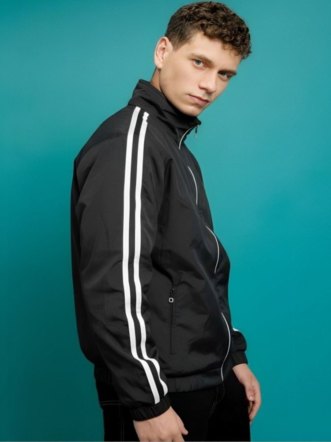 THE FASHION HUB Men Striped Lightweight Sporty Jacket
