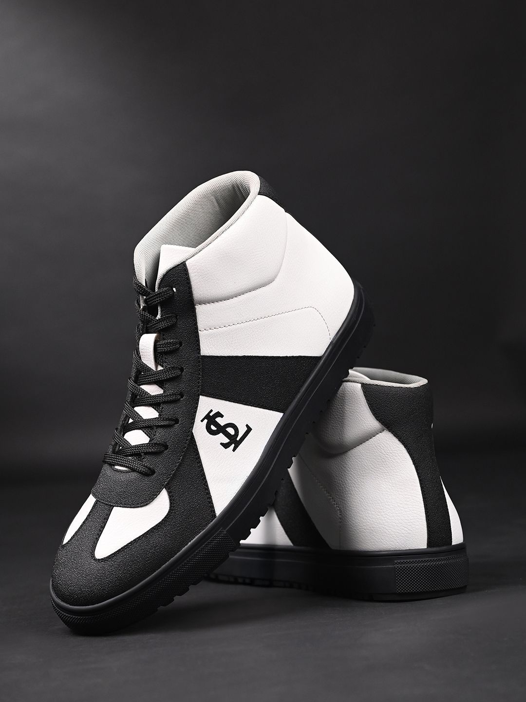 LOUIS STITCH Men Black & White Casual Lightweight Comfortable Lace-Up Sneaker