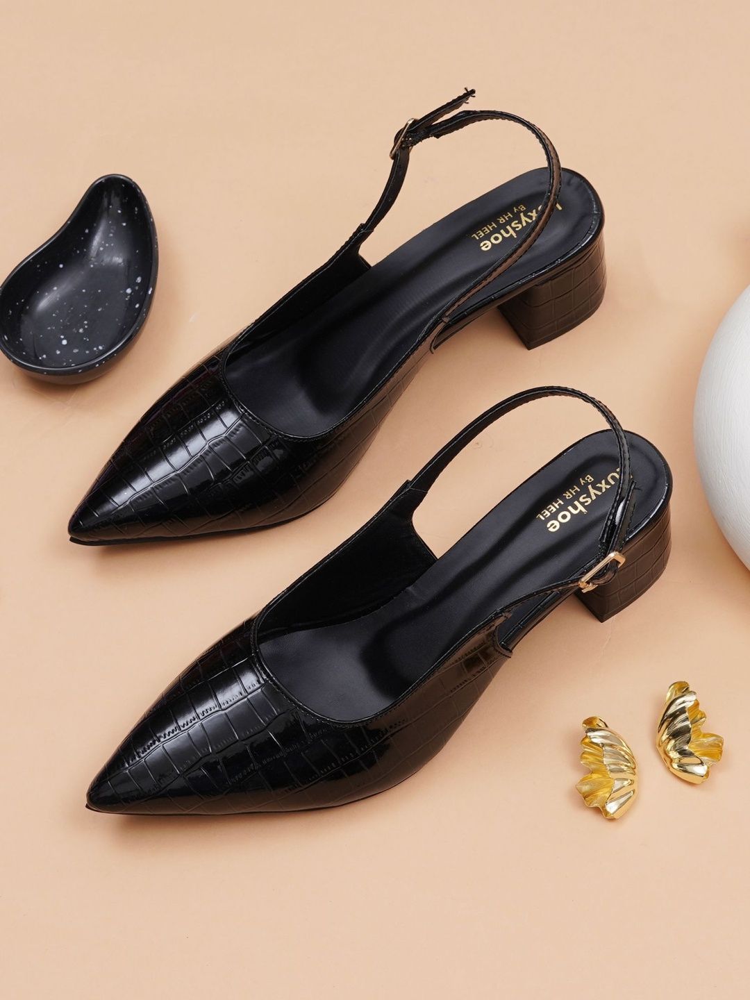 LUXY SHOE Textured Party Block Pumps