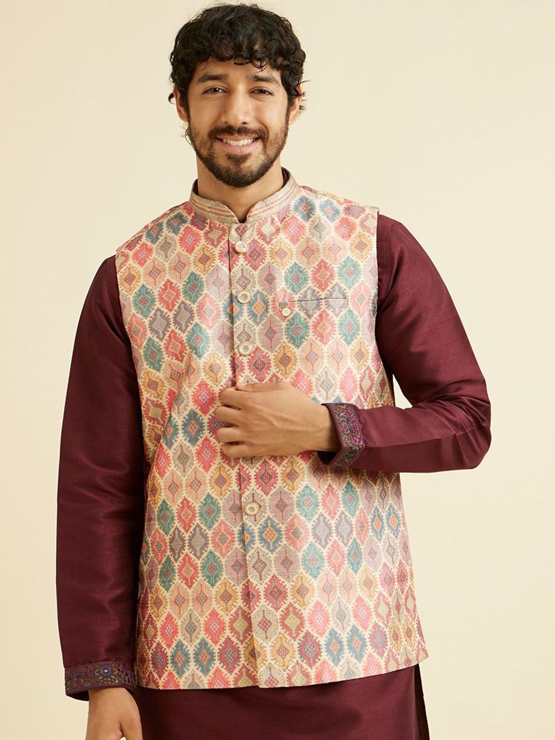 Manyavar Men Printed Nehru Jackets