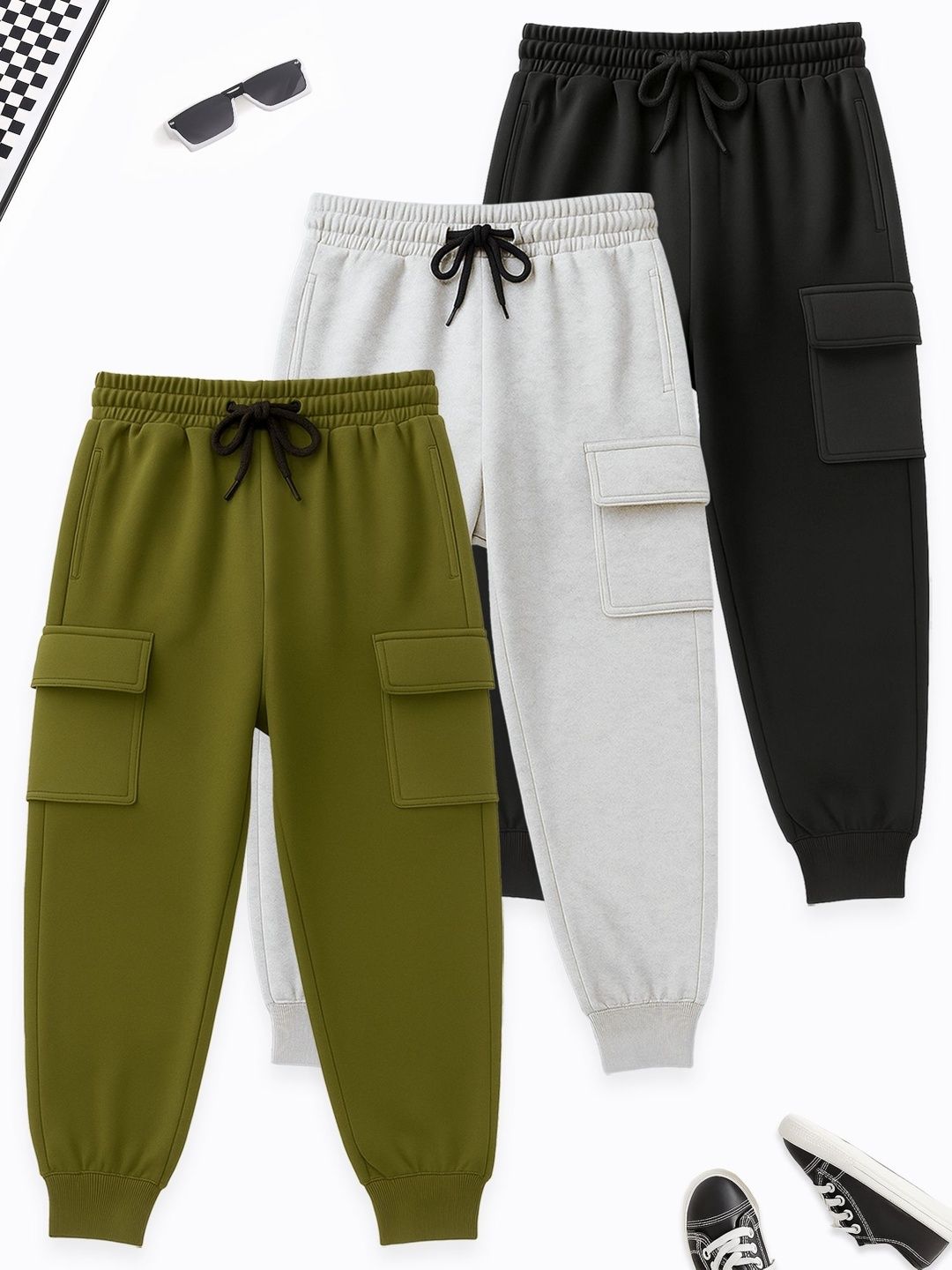 YK Boys Pack of 3 Cargo Joggers