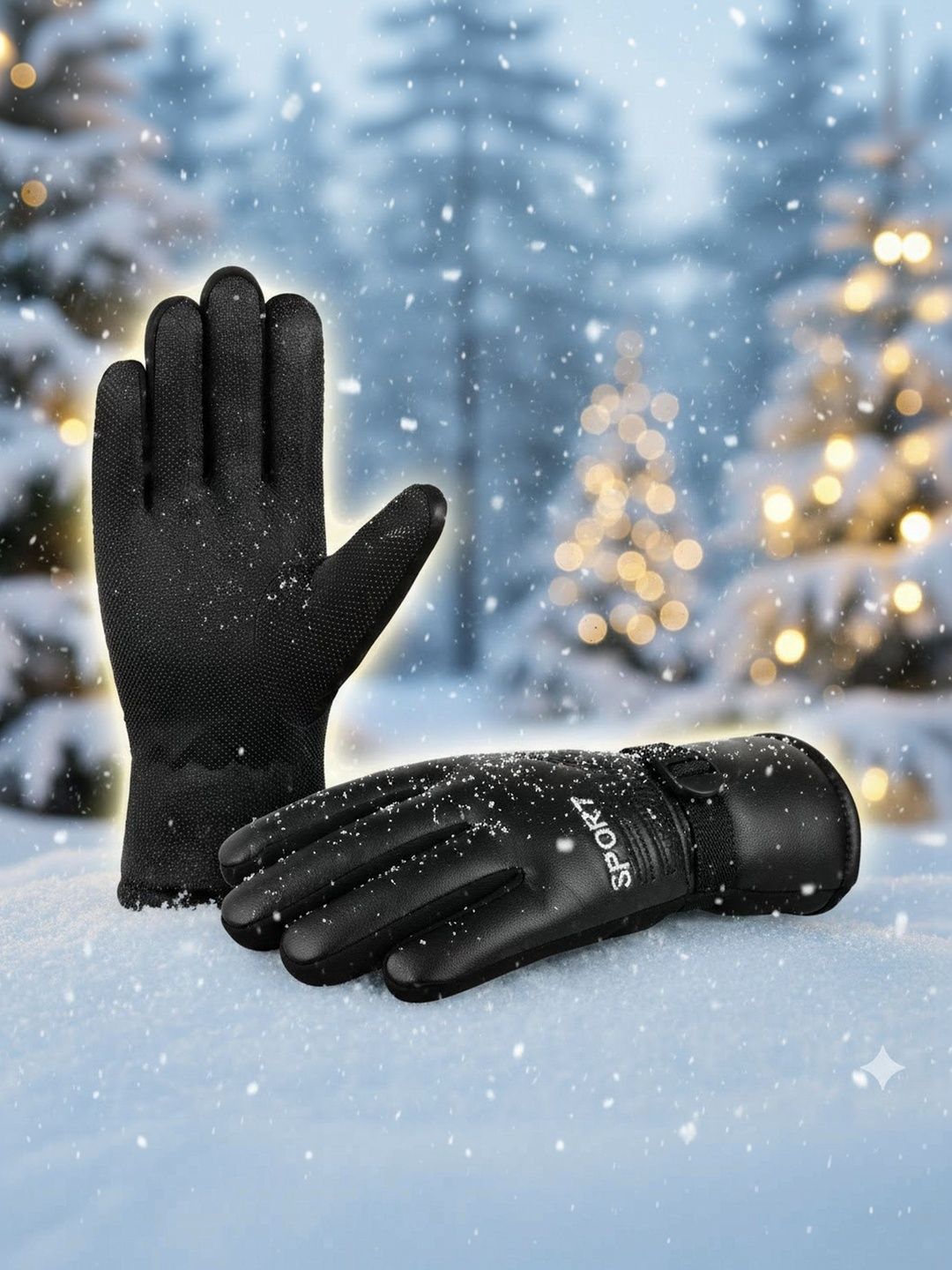 Infispace Unisex Leather Fabric Winter Sport Gloves
