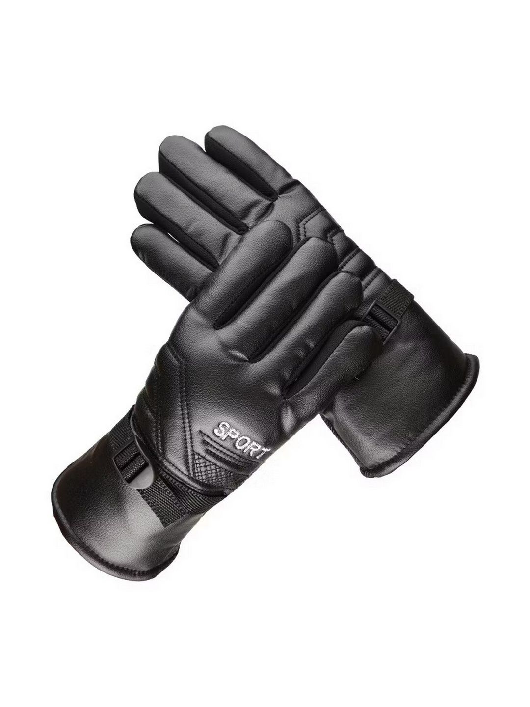 Infispace Unisex Waterproof Leather Fabric Sport Gloves with Warm Fleece Interior