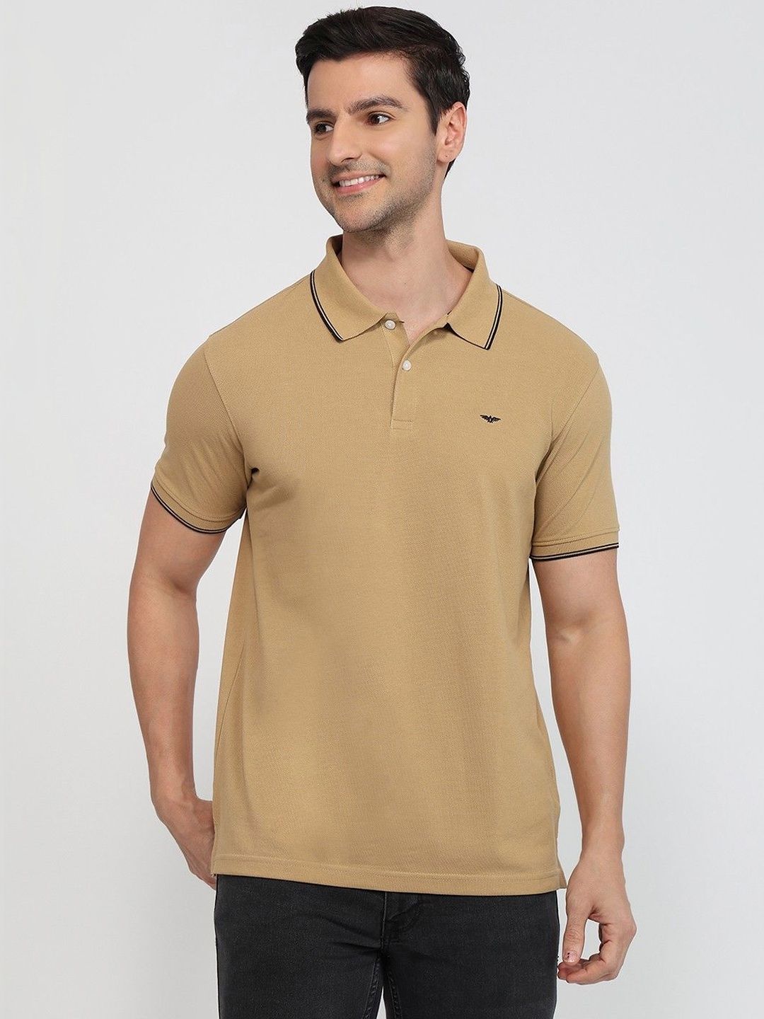 ColorPlus Men Brand Logo Polo Collar Slim Fit T-shirt