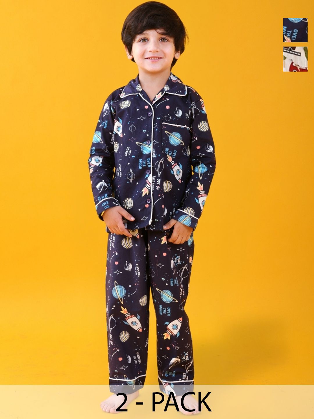 Jam & Sugar Boys Pack Of 2 Printed Night suit