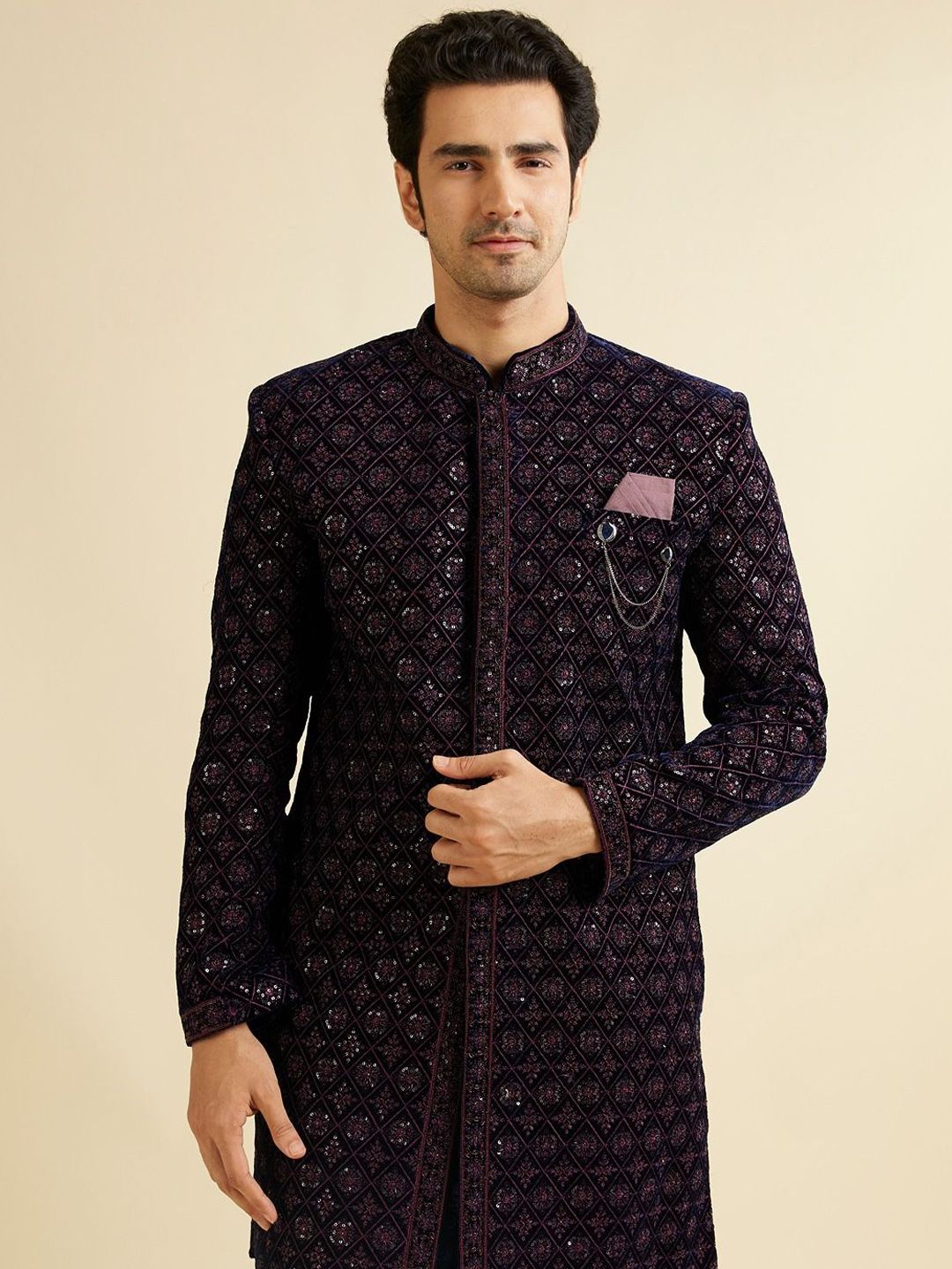 Manyavar Men Embroidered Sequin Work Sherwani Set