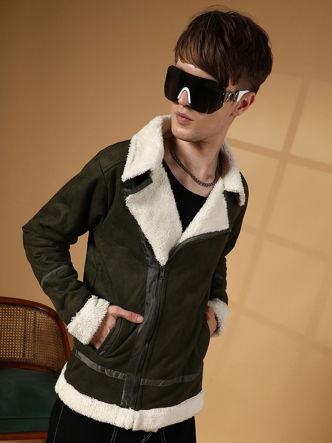 CAHOOT Men Suede Lightweight Biker Jacket