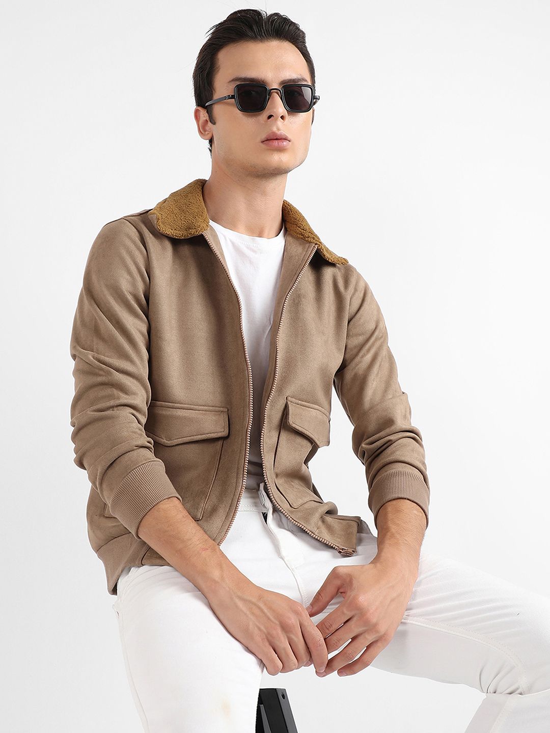 CAHOOT Men Suede Lightweight Bomber Jacket