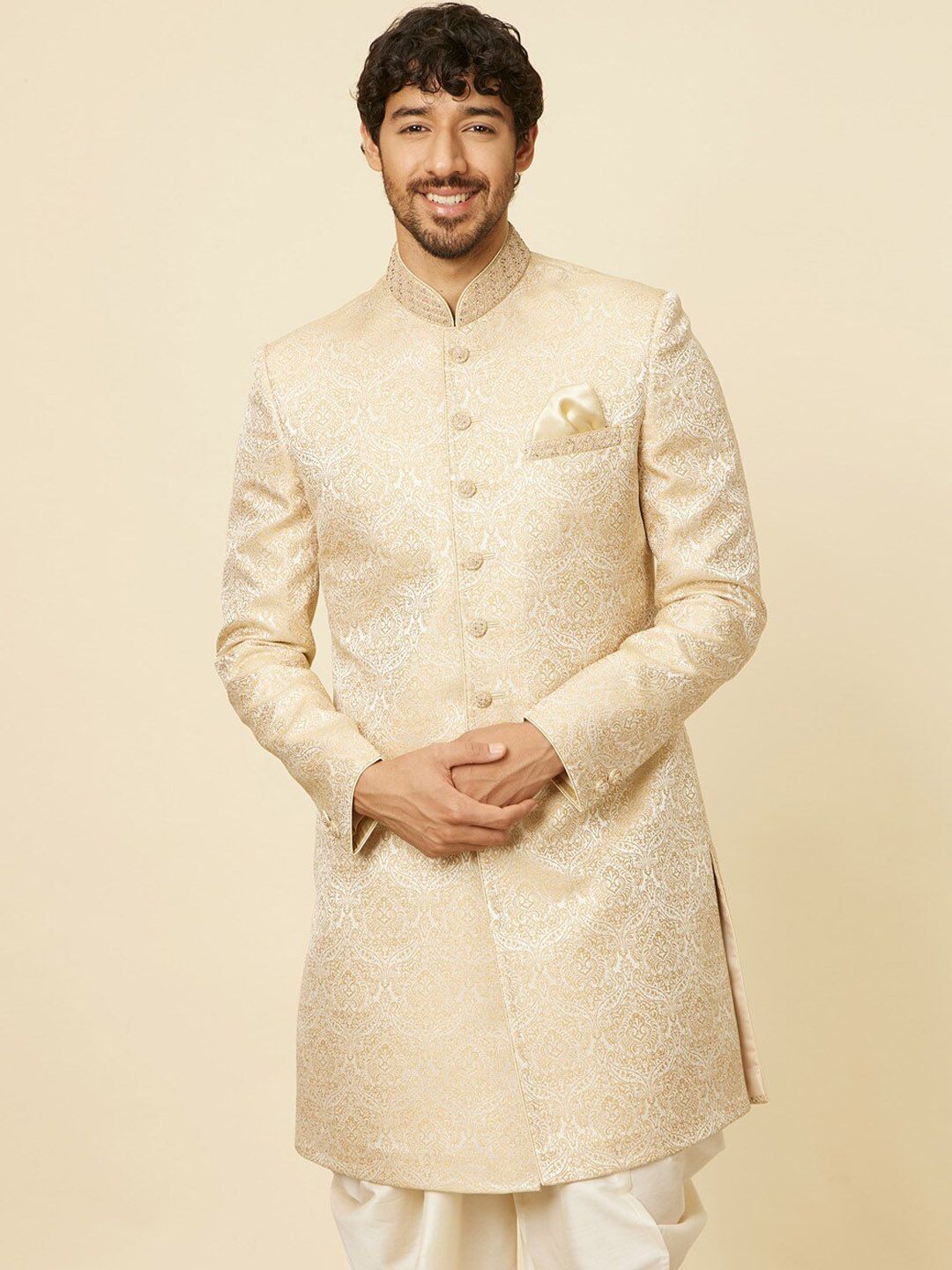 Manyavar Woven Design Brocade Sherwani Set