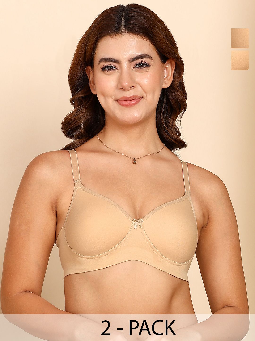 DressBerry Pack Of 2 Breathable Cotton Full Coverage Padded Bra