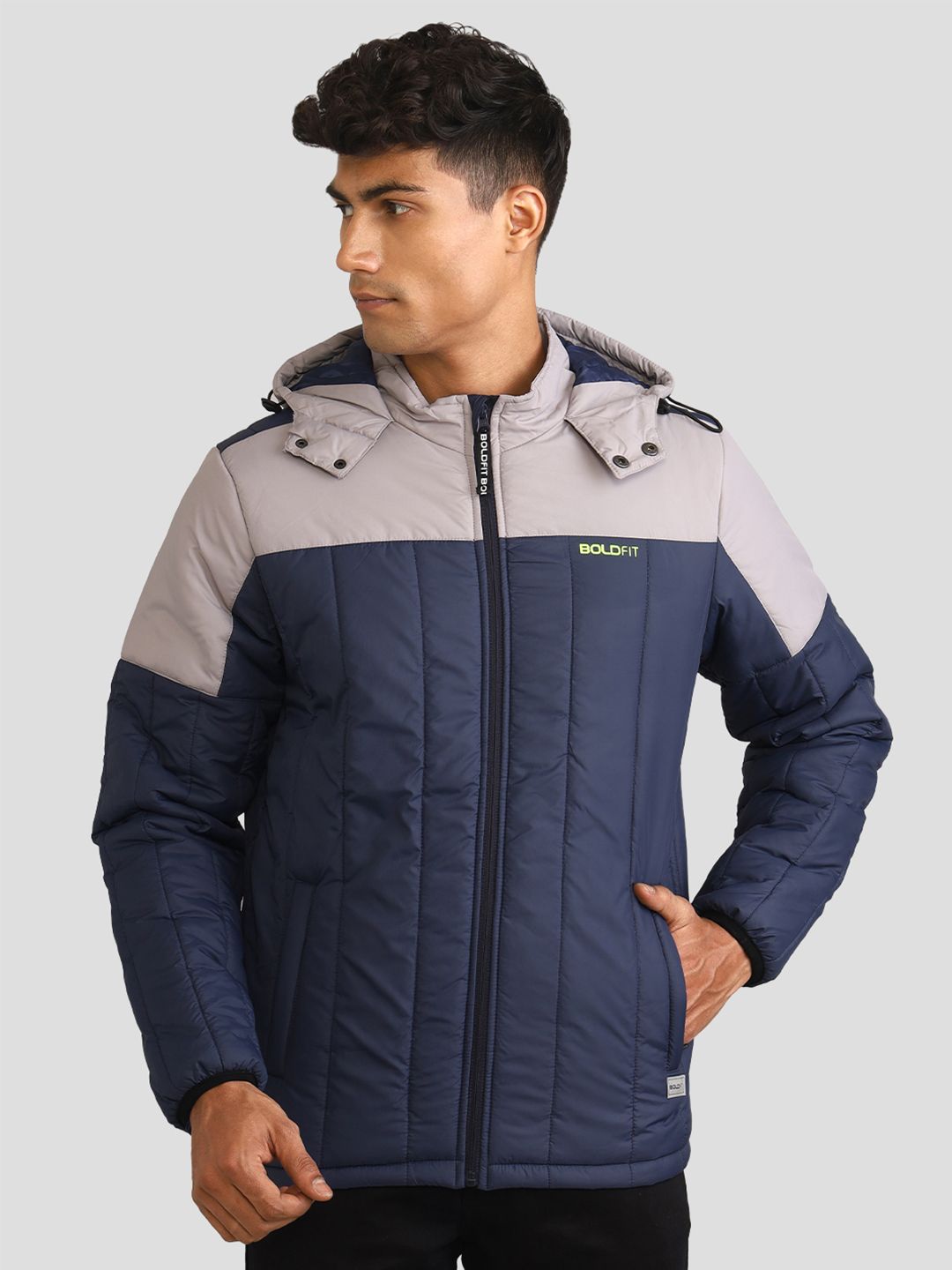 Buy BOLDFIT Colourblocked Windcheater Quilted Hooded Padded Jacket