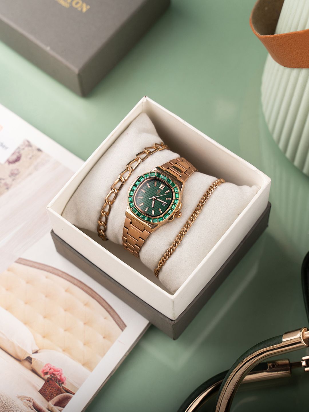 Carlton London Carlton London Women Watch Gift Set CLPLG100-Green