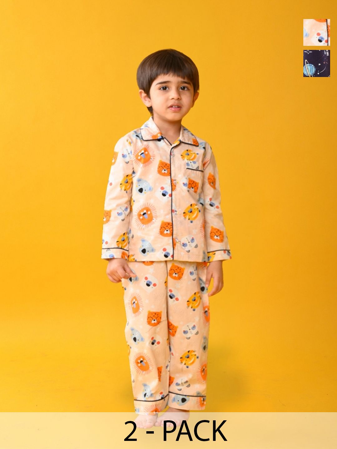 Jam & Sugar Boys Pack Of 2 Printed Night suits