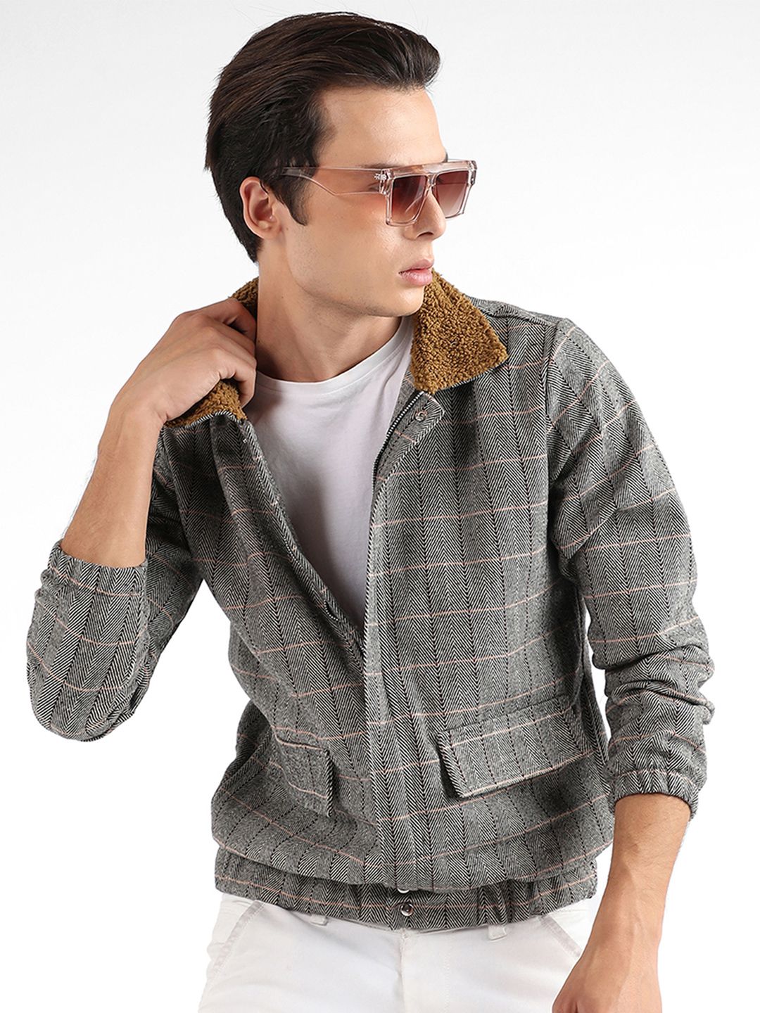 CAHOOT Men Checked Lightweight Bomber Jacket