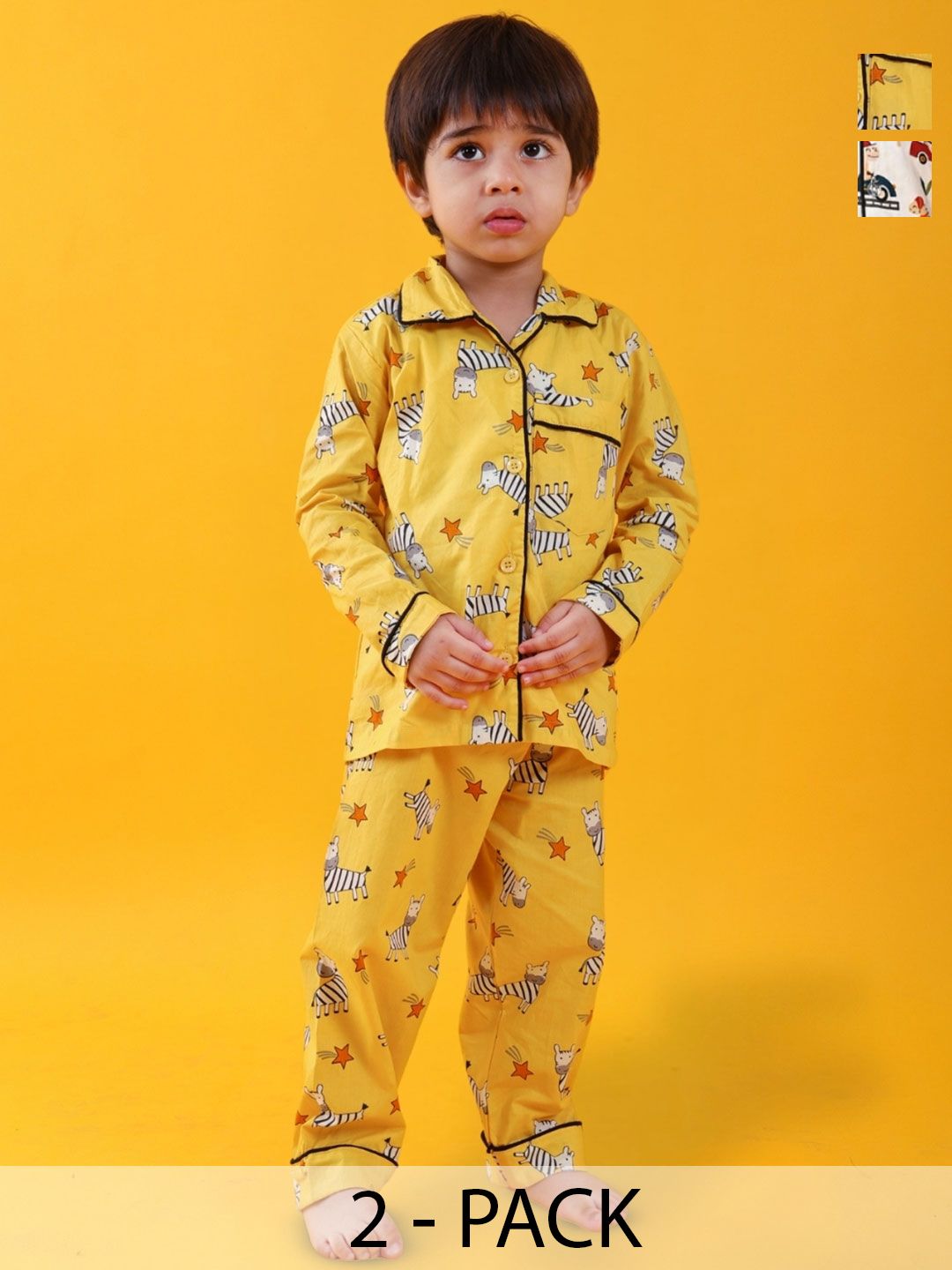Jam & Sugar Boys Set Of 2 Printed Night suit