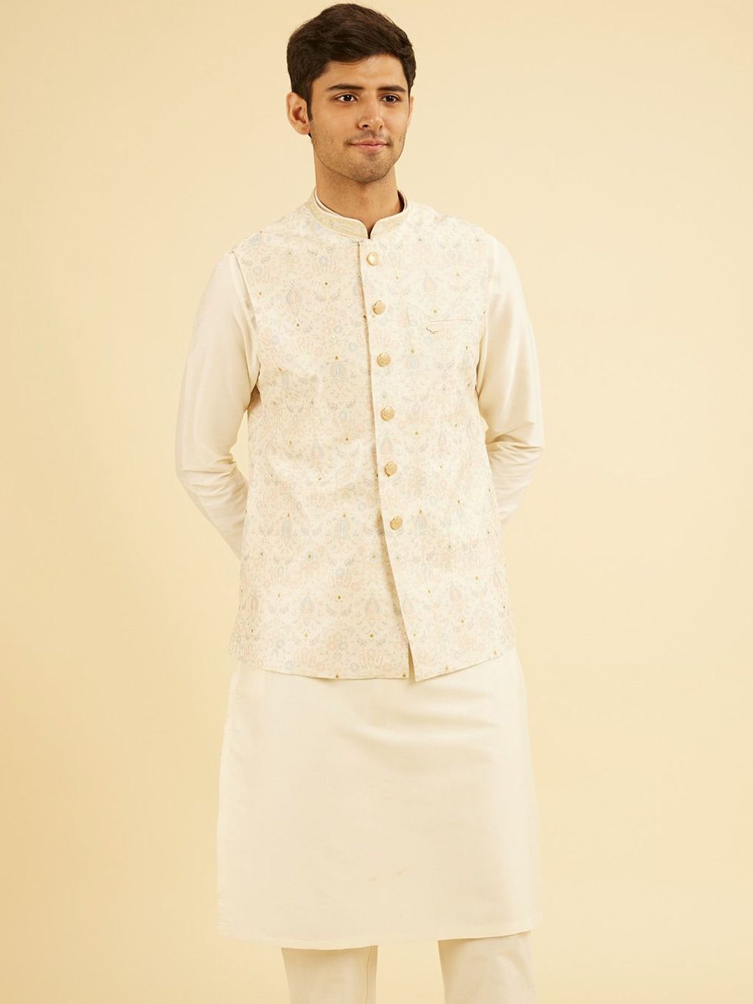 Manyavar Embroidered Nehru Jacket