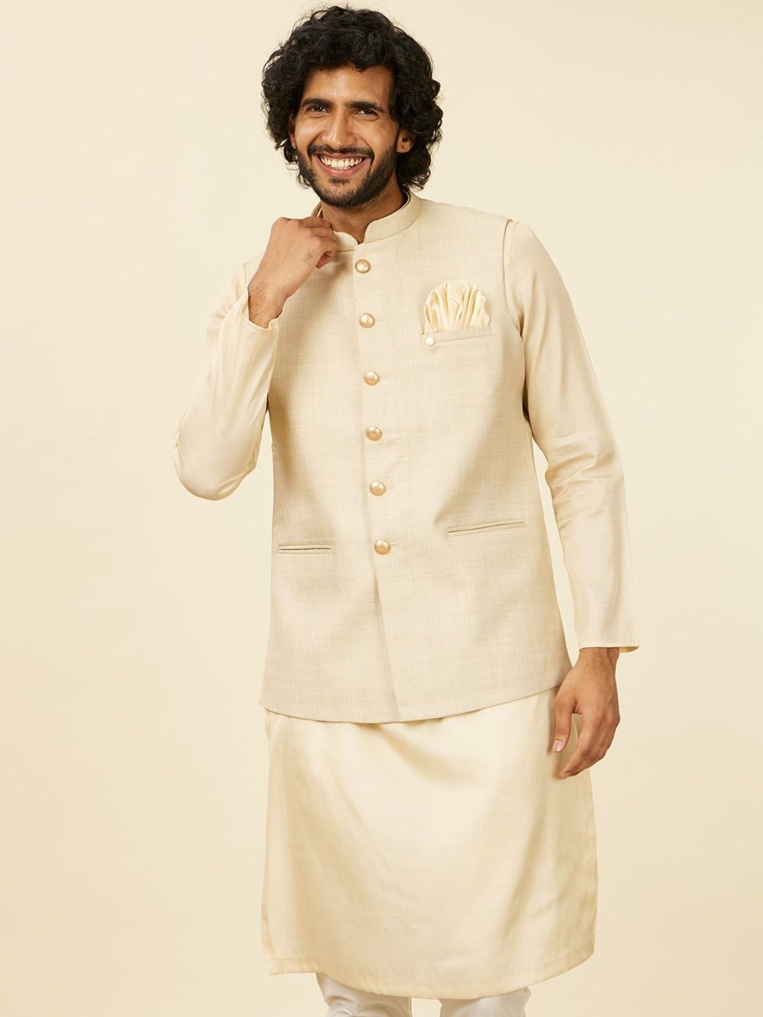 Manyavar Woven Mandarin Nehru Jacket