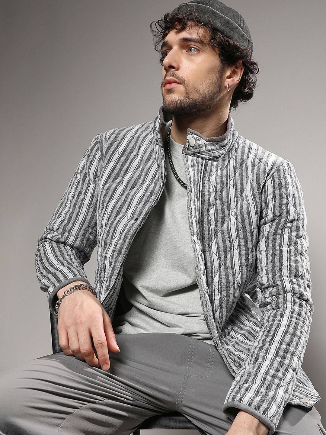 CAHOOT Men Striped Lightweight Quilted Jacket